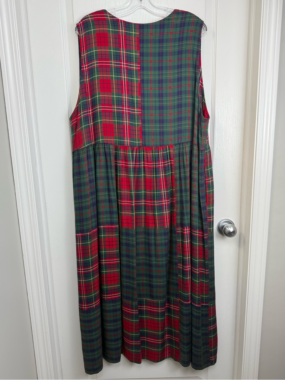 Vintage Plaid Tartan Maxi Pinafore Dress Size XL Red Green - Picture 3 of 7
